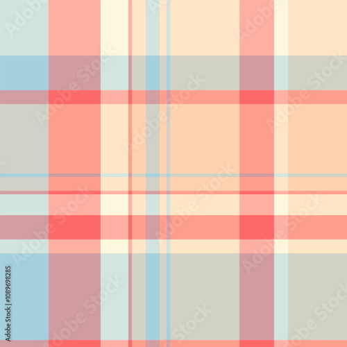 Contemporary check tartan plaid, endless pattern seamless textile. Empty vector background texture fabric in red and light colors.
