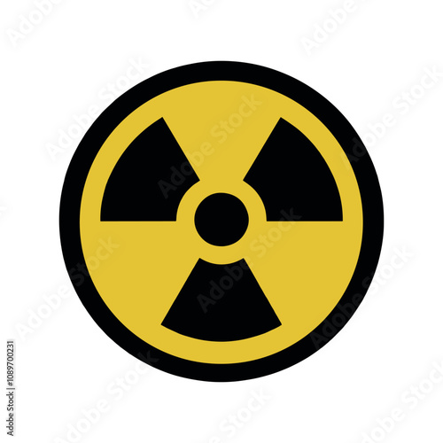 Radioactive symbol icon. Nuclear radiation warning sign. Atomic energy logo. Vector illustration image. Isolated on white background.