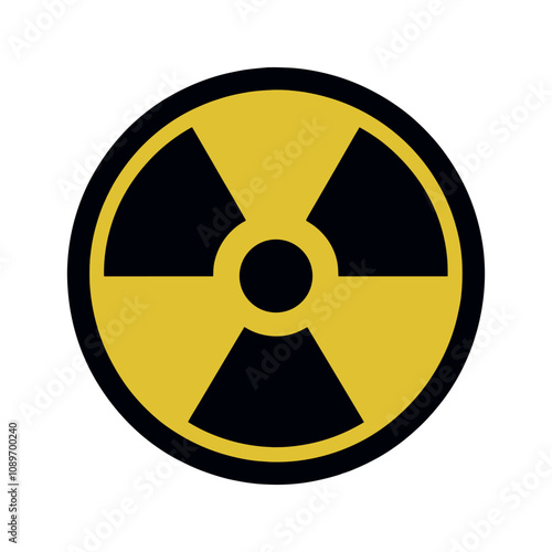 Radioactive symbol icon. Nuclear radiation warning sign. Atomic energy logo. Vector illustration image. Isolated on white background.