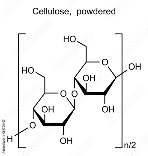 Chemical structure of cellulose, powdered, drug substance