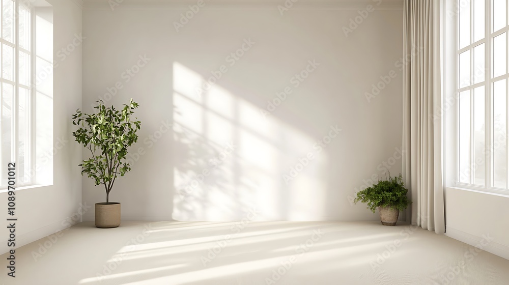 Fototapeta premium Beautiful Colored Mockup Bedroom Interior Blank Poster Decoration Art Background Image, generative AI