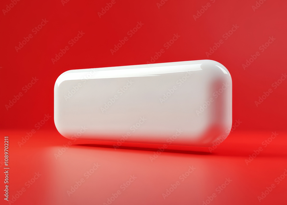 White rounded rectangle floating on red background