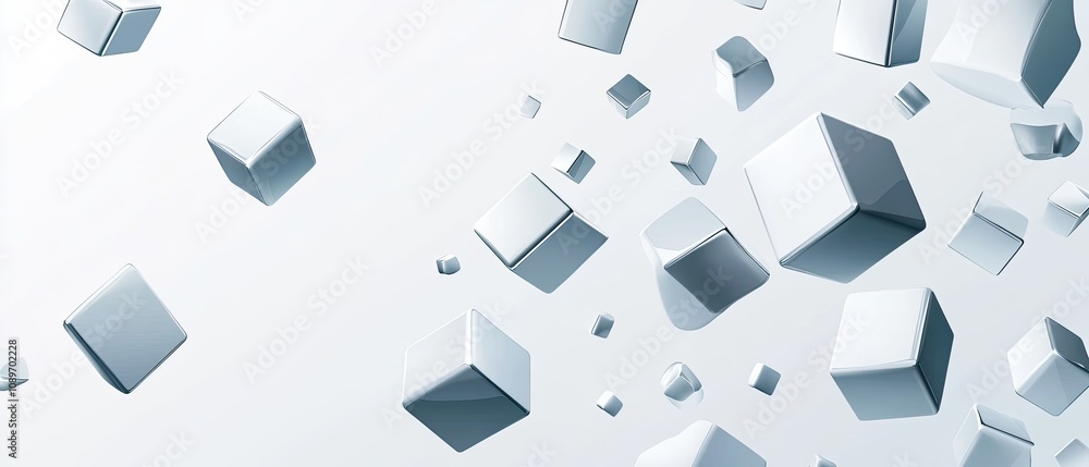 Fototapeta premium Abstract background with many floating cubes.