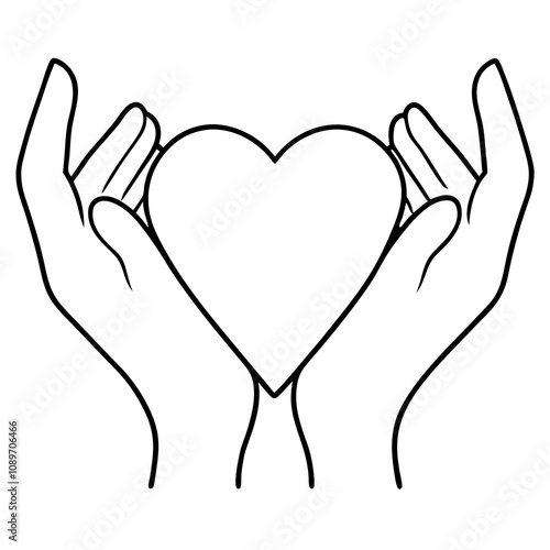 Delicate Hand Anatomy Vector Showing a Heart Gesture photo