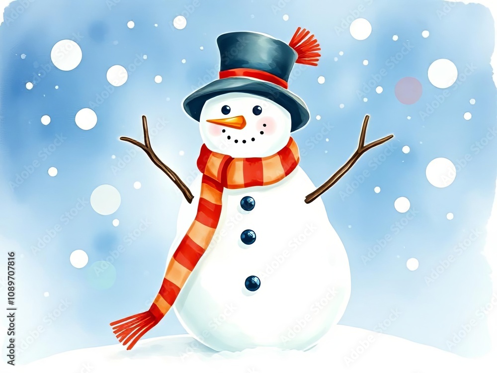 Festive Snowman with Snowy Background
Festive Snowman with Snowy Background
