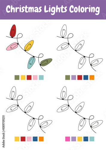 Worksheet for preschoolers, kindergarten, school kids. Christmas educational activities for children, easy level, education game. Matching, sorting games. Learning colors educational materials.