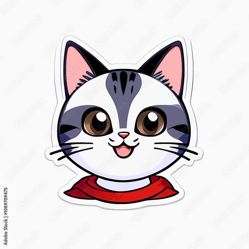 Fototapeta premium Cute cartoon cat profile vector illustration, made for profile avatar