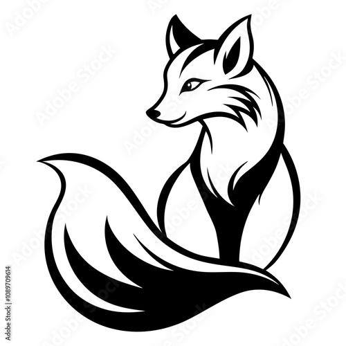 Elegant Fox Silhouette Logo Design Minimalist Animal Art for Branding and Business Use photo