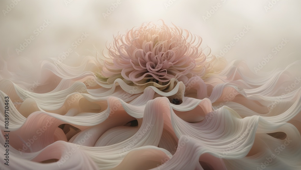 Fototapeta premium peaceful swirling floral design with gentle smoke and pastel gradients