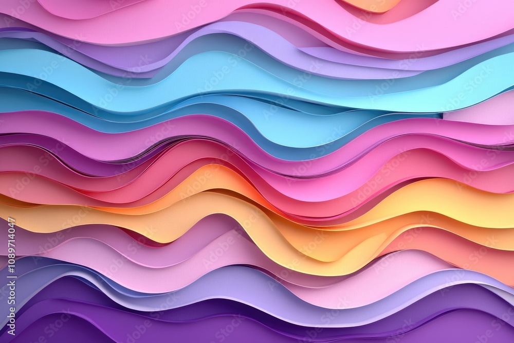 Vibrant 3D Paper Layers. Abstract Background of Colorful Waves in Neon Pink and Blue Vibrant 3D Paper Layers. Abstract Background of Colorful Waves in Neon Pink and Blue