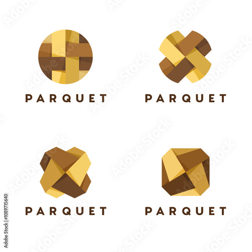 Set of Vector logo design template. Parquet abstract sign.