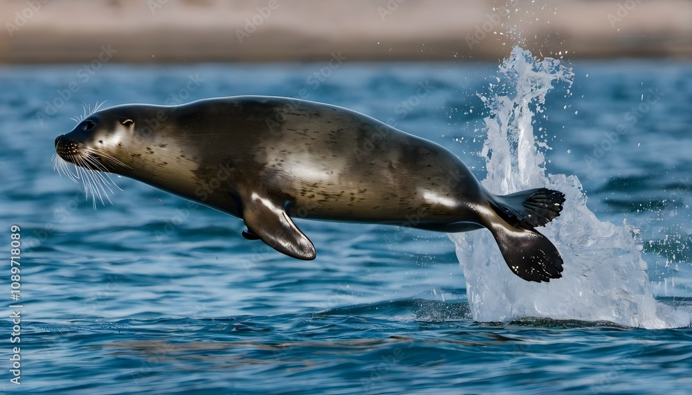 Fototapeta premium A Seal jumping in the water