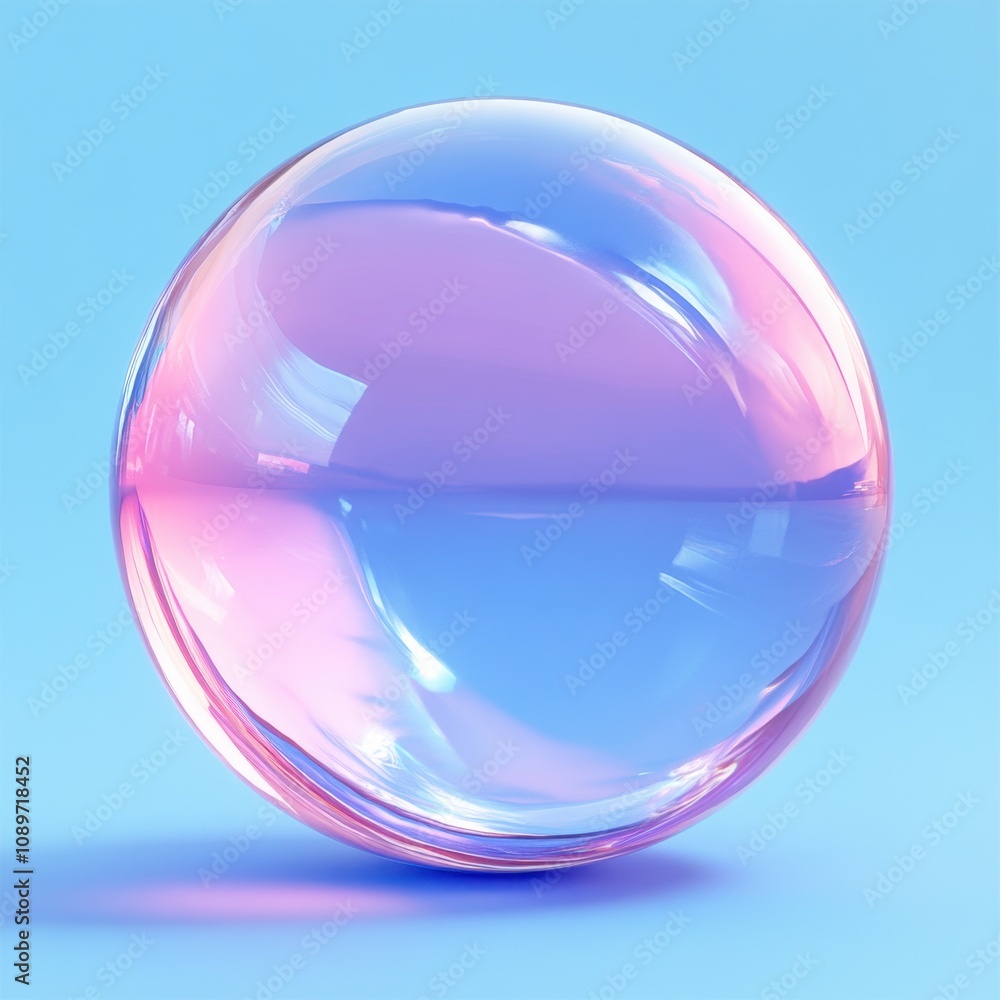 Obraz premium Iridescent Glass Sphere on a Minimalist Blue Background