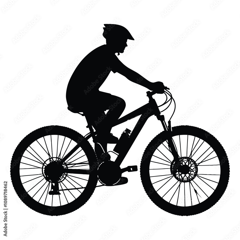 Fototapeta premium Bicycle Rider Shilloutee with white Background