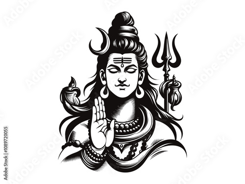 Mahadev vector illustration with white Background 