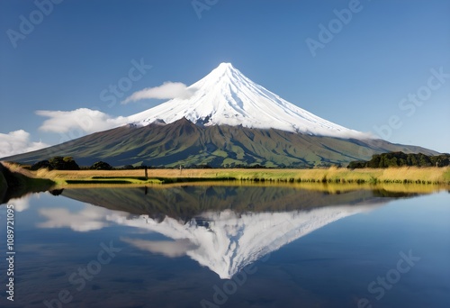 A view of Mount Taranaki in New Zealand
