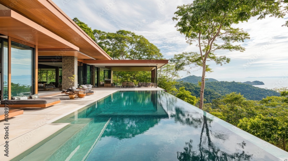 Fototapeta premium Luxury Villa with Infinity Pool and Ocean View