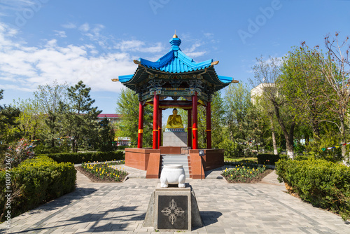 Statue of Buddha Shakyamuni in Druzhba park in the city of Elista in Kalmykia. Russia photo