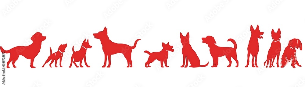 Christmas Dogs silhouettes in red on a white background Christmas Dogs silhouettes in red on a white background