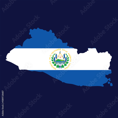 flag of el salvador inside the map of el salvador
