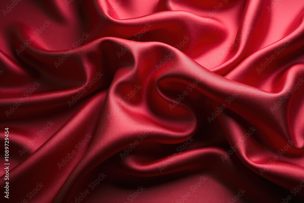 Obraz premium Close-up of luxurious red satin fabric with smooth texture and folds for graphic use
