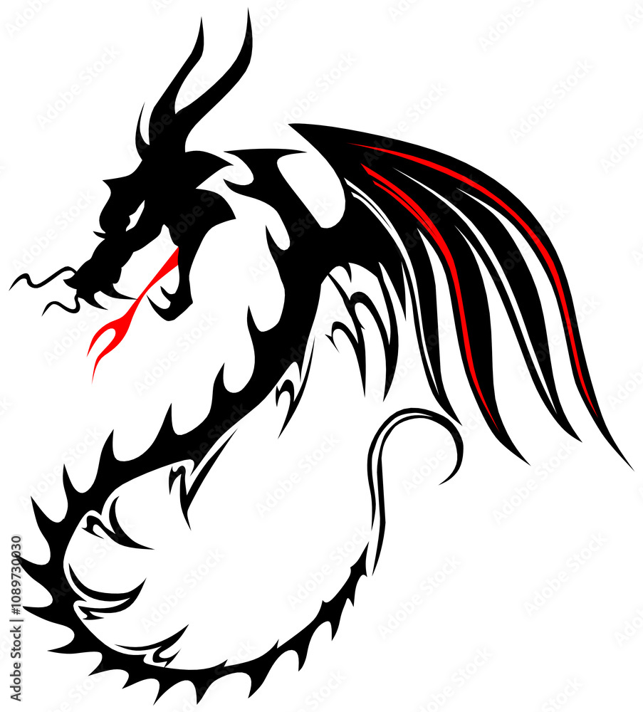 Fototapeta premium Dragon tribal tatouage tattoo dessin