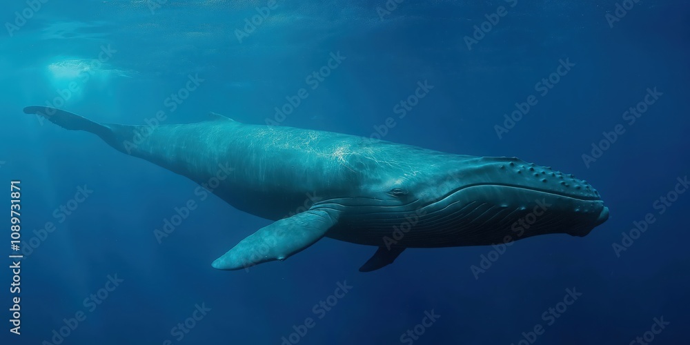 Fototapeta premium An adult sperm whale swimming in the ocean depths
