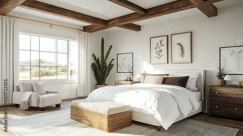 Beautiful Colored Mockup Bedroom Interior Blank Poster Decoration Art Background Image, generative AI