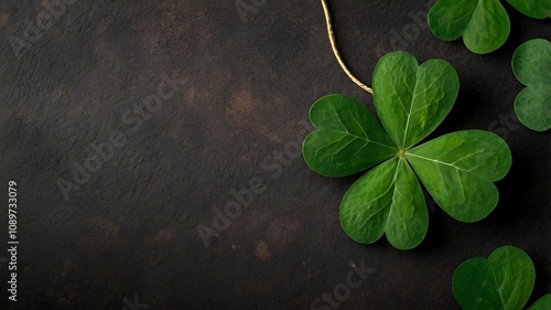 Happy St Patrick s Day with a clover leaf a symbol of luck and Irish heritage. photo