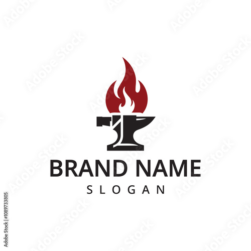 Blacksmith logo design template, anvil icon illustration