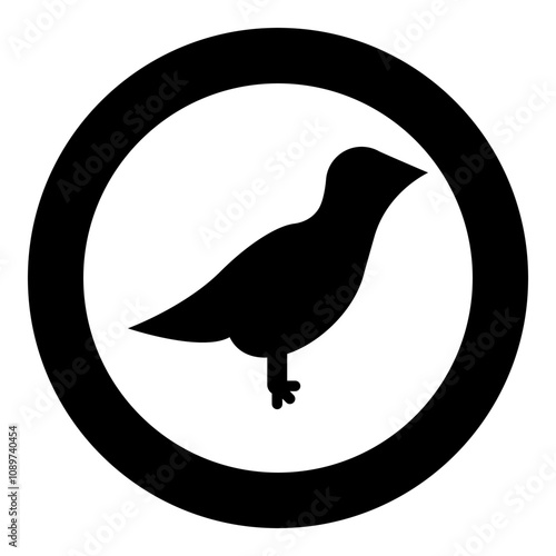 Bird icon in circle round black color vector illustration image solid outline style