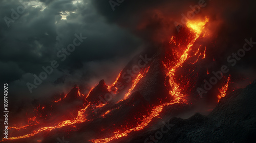 Wallpaper Mural Molten Lava Flowing Down Rugged Volcanic Slopes Torontodigital.ca