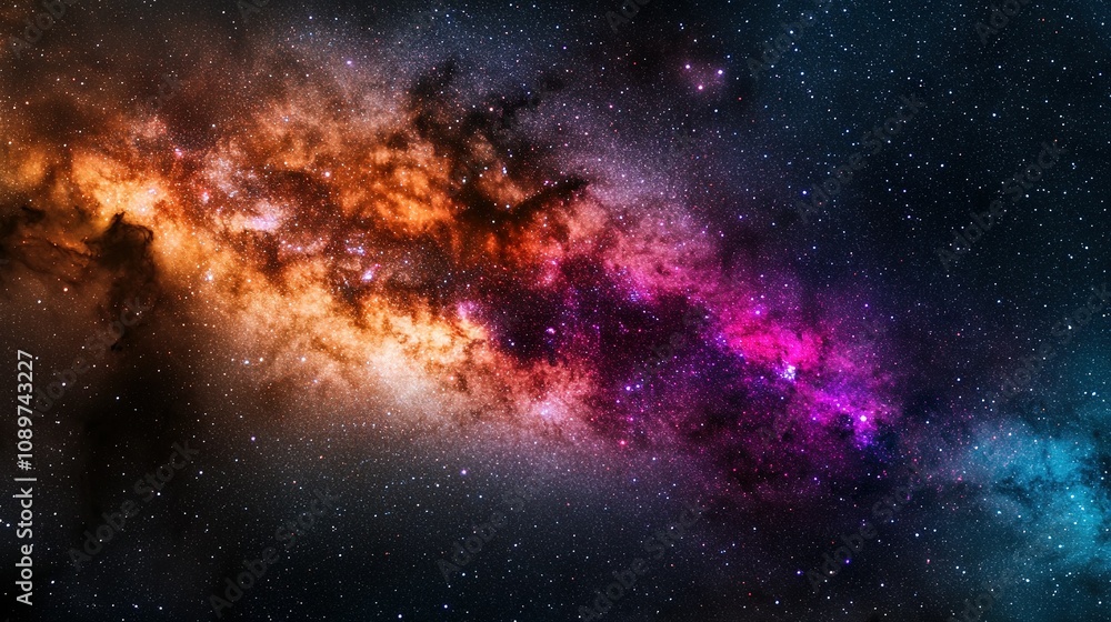 Fototapeta premium Space scene featuring stars and a luminous purple-blue star at its center