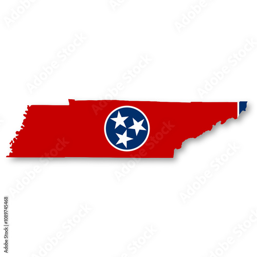 Tennessee State Flag Map Illustration