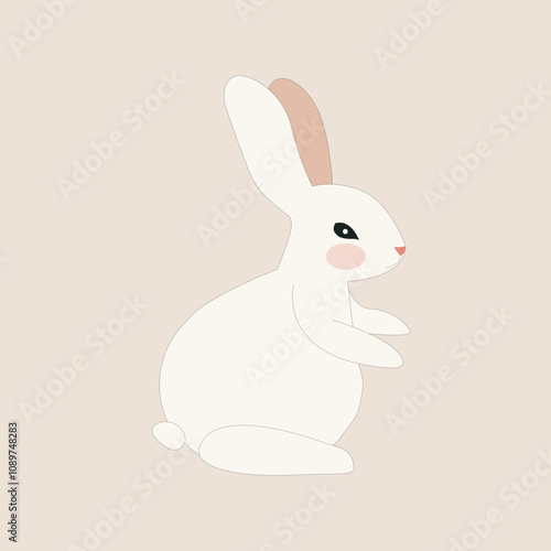 Coelho branco simples e fofo isolado - Ilustração para design