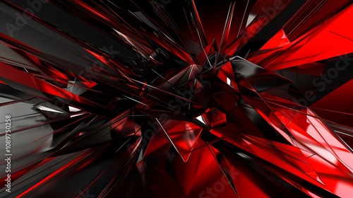 A dynamic clash of red and black with sharp contrasts and fluid shapes