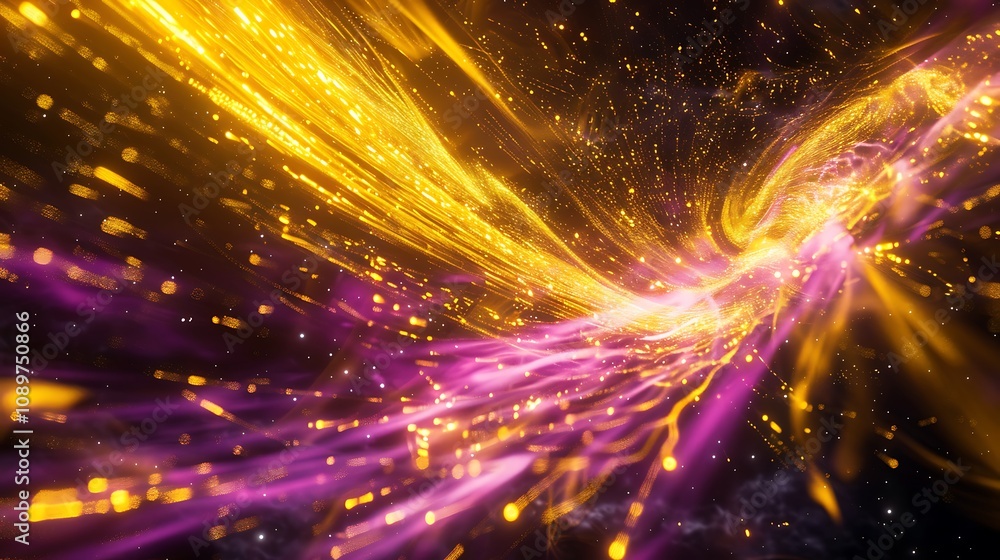 Obraz premium A dynamic scene of bright yellow and purple streaks