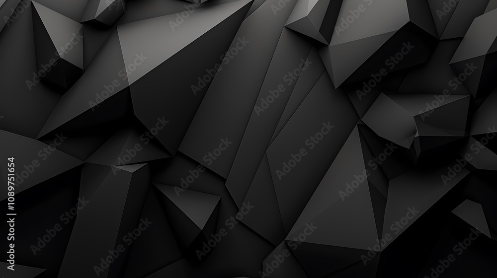 Fototapeta premium A textured black geometric background featuring angular shapes and facets, ideal for digital design and abstract art.