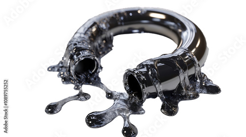 Santechnic concept. Leaking pipe. 3d illustratio