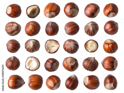 Wallpaper Mural Set of whole and cracked hazelnuts, isolated on transparent cutout background Torontodigital.ca