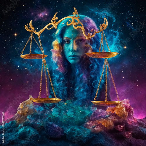 Zodiac sign Libra in the form of a girl