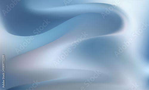 Soft holographic gradient background. Blue elegant curves