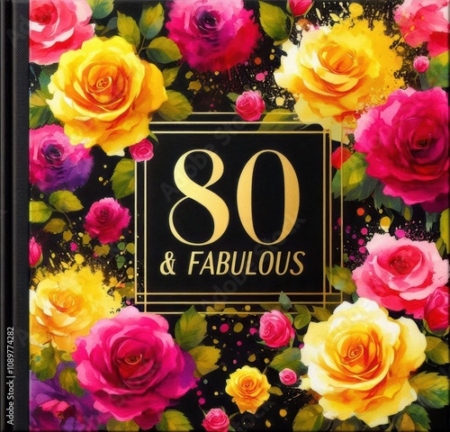 Colorful floral design celebrating 80 years of life and fabulousness.
