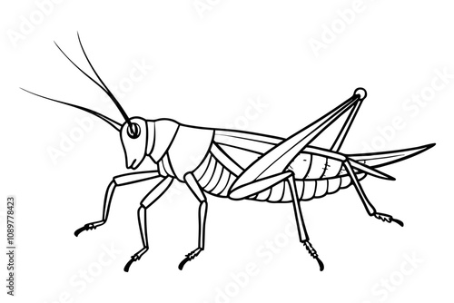 Elegant Line Drawing of a Grasshopper Minimalist Art Inspiration