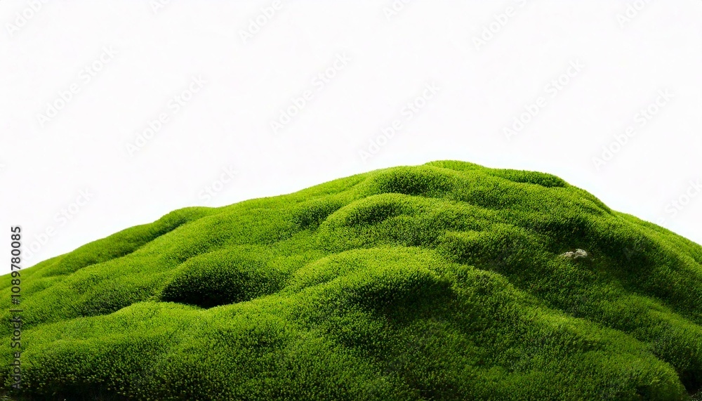 Green mossy hill isolated on white background
