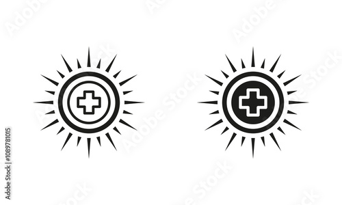 UV Protection Icon. Skin Protect and Healthcare Pictogram. Medical Cream for Block Ultraviolet Rays. Isolated Vector Illustration