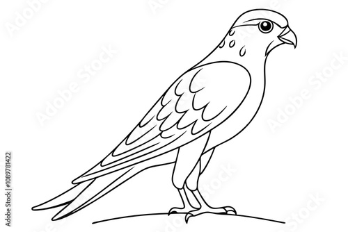 Minimalist Line Drawing of a Kestrel Elegant Bird Illustration in Artful Simplicity photo