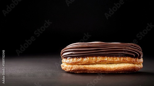 Wallpaper Mural   A close-up of a chocolate-covered doughnut on a dark background Torontodigital.ca