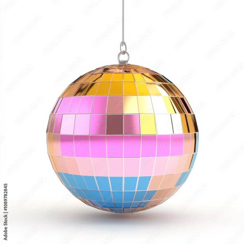 Fototapeta premium Disco Ball Reflecting Colorful Lights for a Festive Party Theme