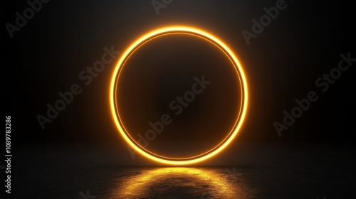 Glowing orange neon circle on dark background.